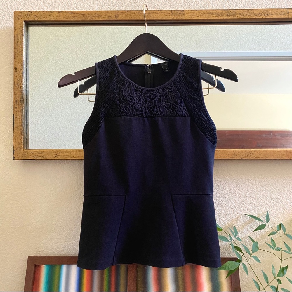 J. Crew black sleeveless peplum top XXS
